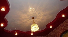 Бело-красный двухуровневый натяжной потолок от «Элит стиль»