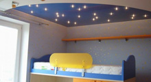 Бело-синий двухуровневый потолок в детской от «Элит стиль»
