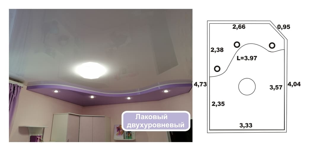 Готовый двухуровневый потолок для детской спальни (15,5 кв.м.) - Элит Стиль