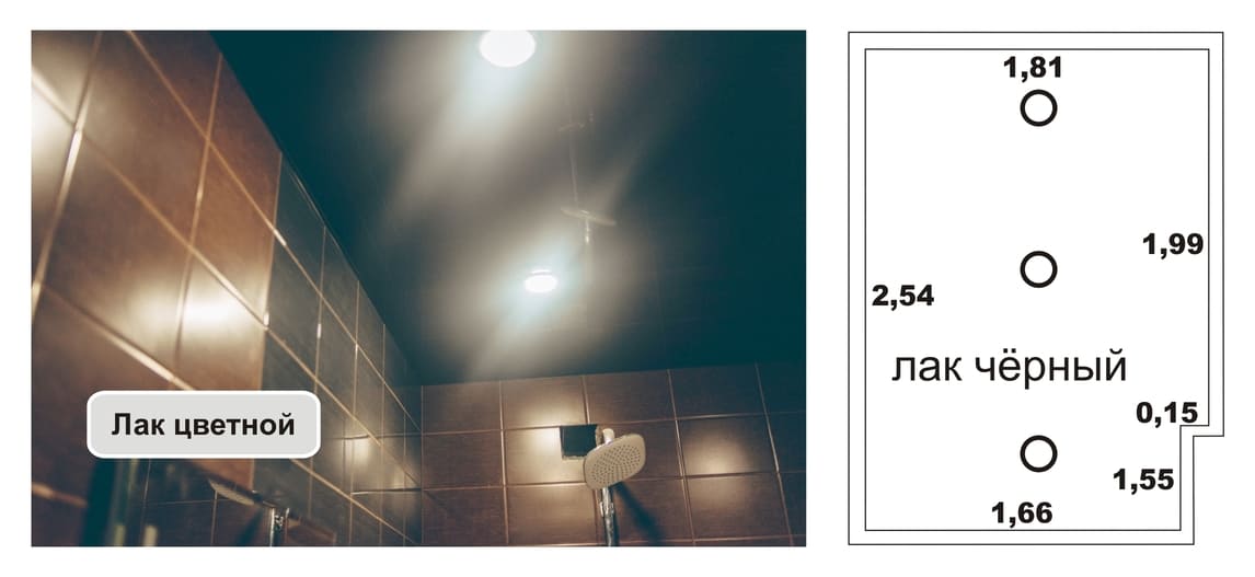 Черный потолок для ванной комнаты 4,5 кв.м. - готовое решение Элит стиль